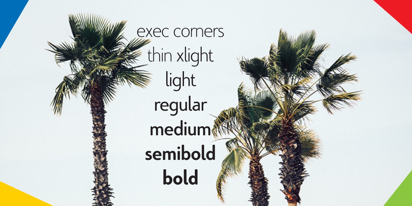 Przykład czcionki Exec Corners Extra light